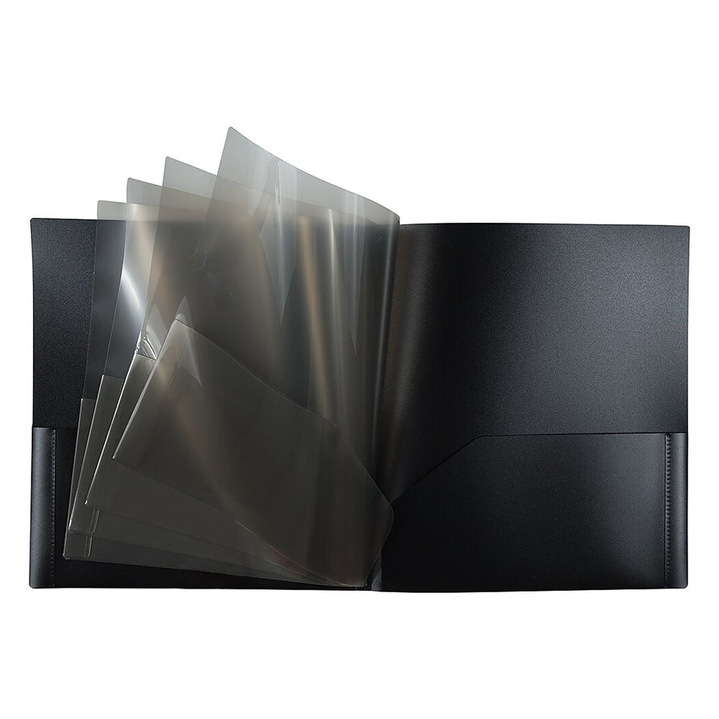 JAM Paper Heavy Duty Plastic Multi Pocket Folders, 10 Pocket Organizer, Black, 2/Pack