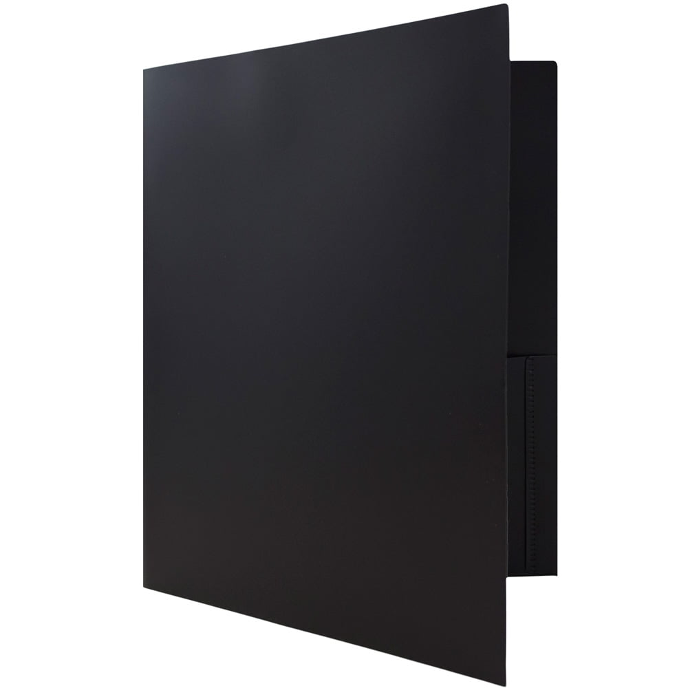 JAM Paper Plastic School POP Folders with Metal Fastener Clasps, Black, 6 per Pack