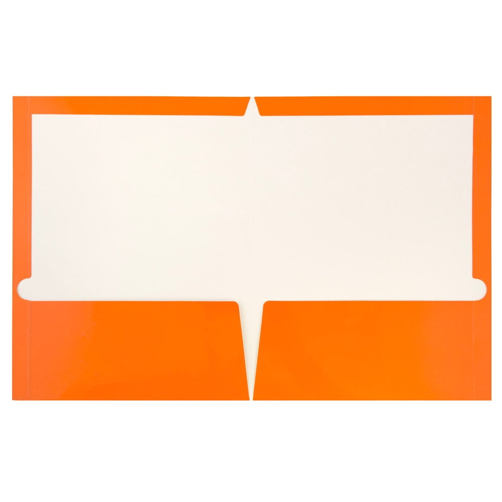 JAM Paper Glossy Two Pocket Folders, Orange, 6 per Pack