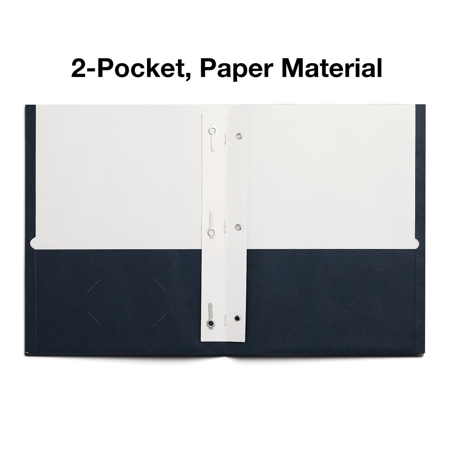 Staples Smooth 2-Pocket Paper Folder with Fasteners Navy 25/Box (50780/27547-CC) ST27547
