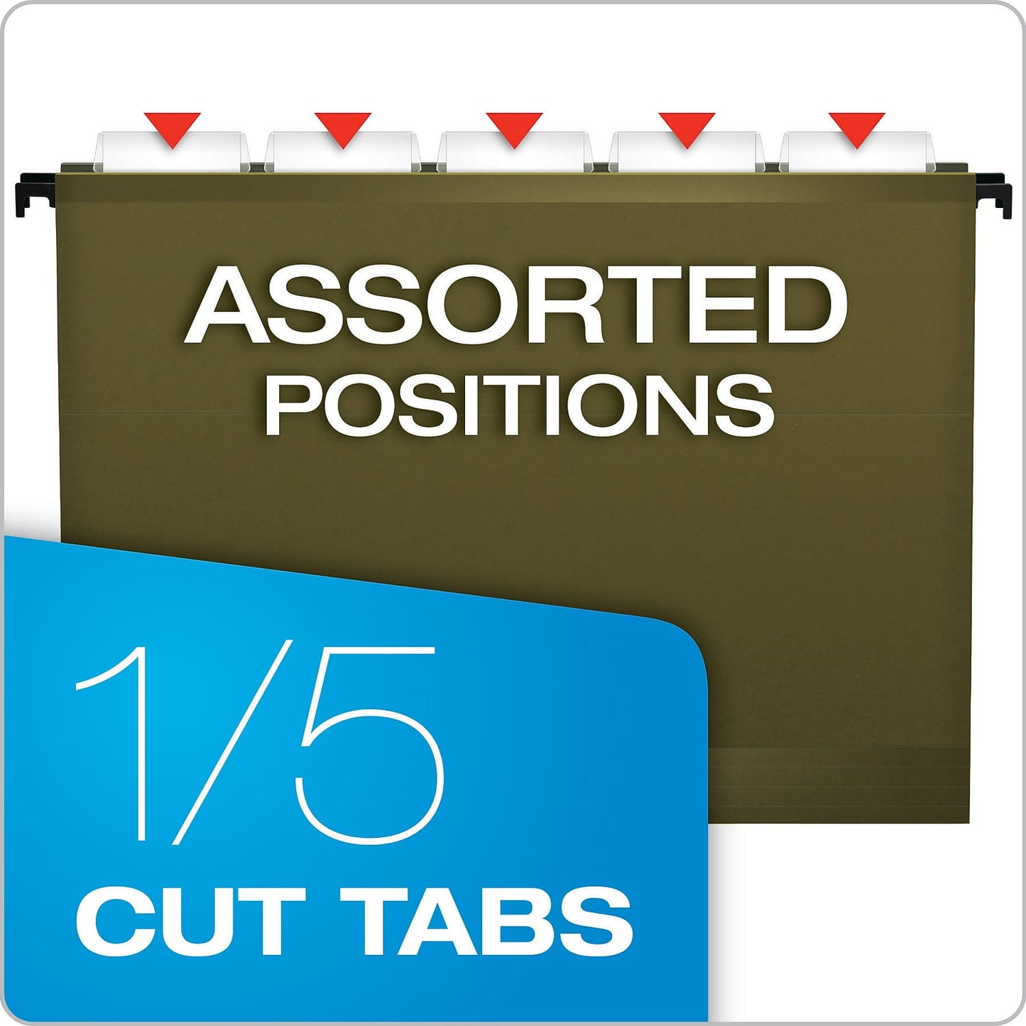 Pendaflex 09217 1/5-Cut Tabs SureHook Letter Size Hanging Pocket File - Standard Green (4/Pack)