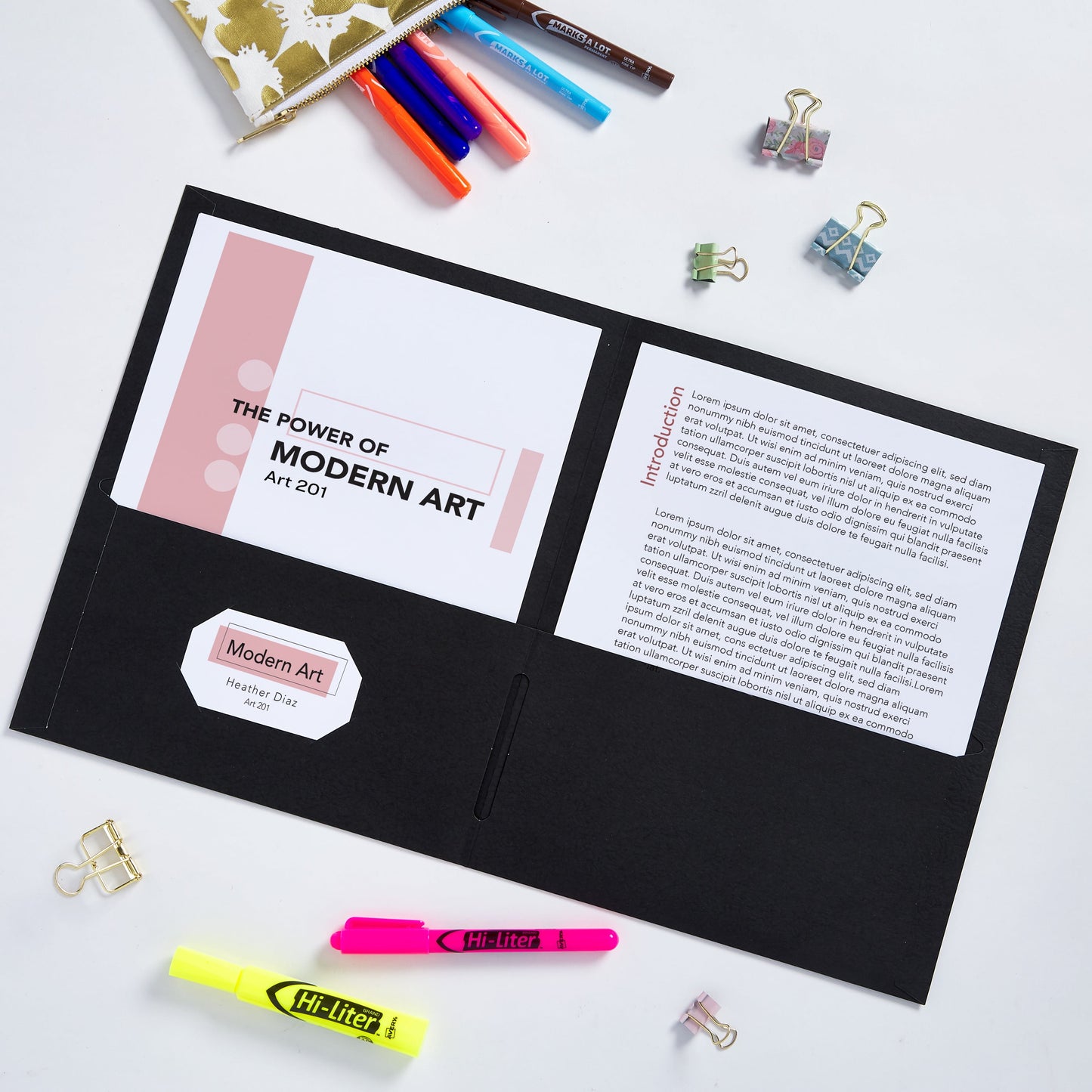 Two Pocket Folders, Holds up to 40 Sheets, 25 Black Folders (47988)
