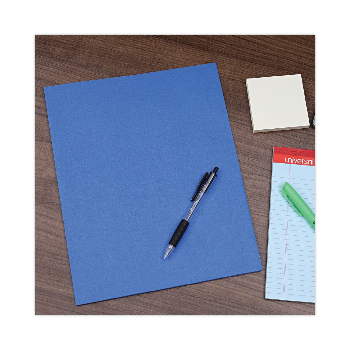 Universal Two-Pocket Portfolio, Embossed Leather Grain Paper, Light Blue, 25/Box (56601)