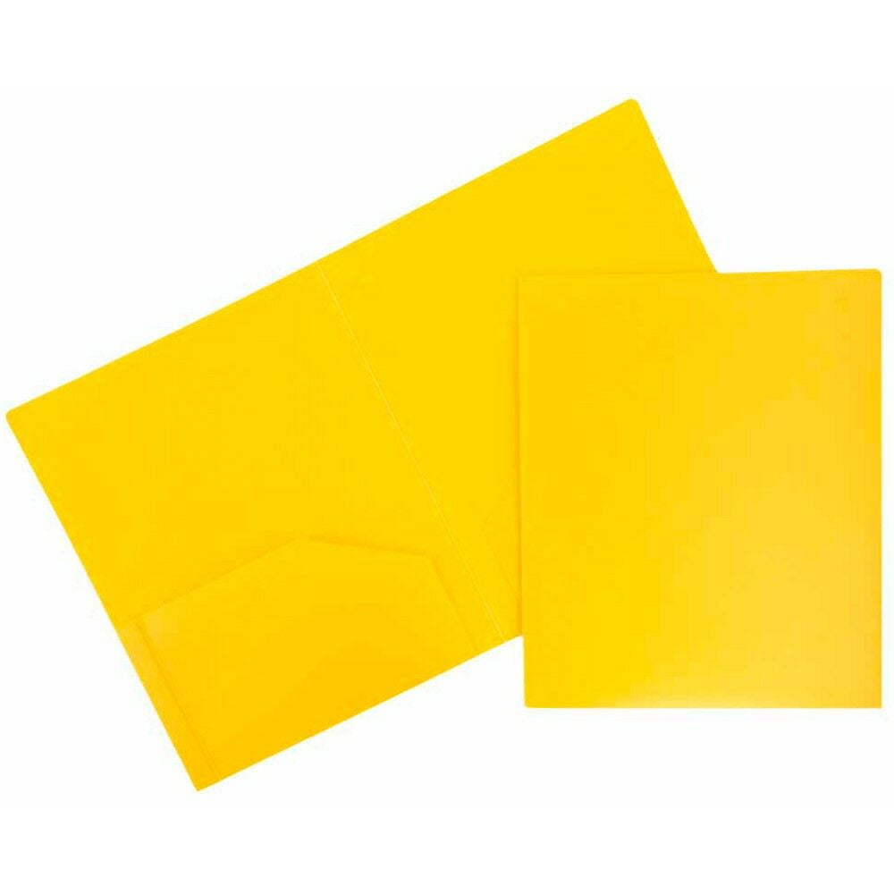 JAM Paper Heavy Duty Plastic 2 Pocket Extra Tough School Folders, Assorted Primary Colors, Bulk 144/Box