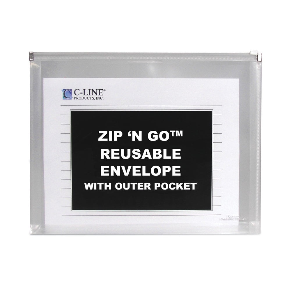 C-Line Zip 'N Go Zippered Expanding Poly Pockets, 13in x 10in, Clear, 3 Pack