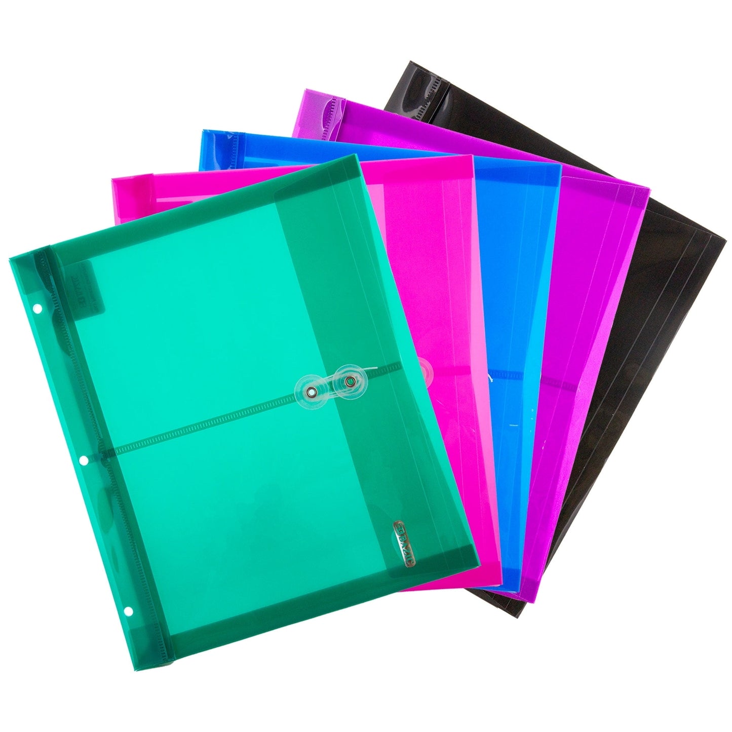 BAZIC Poly Envelope Binder Pocket Folder, 3 Hole Punched, Clear Letter A4 Size Document Folder (5/Pack), 1-Pack