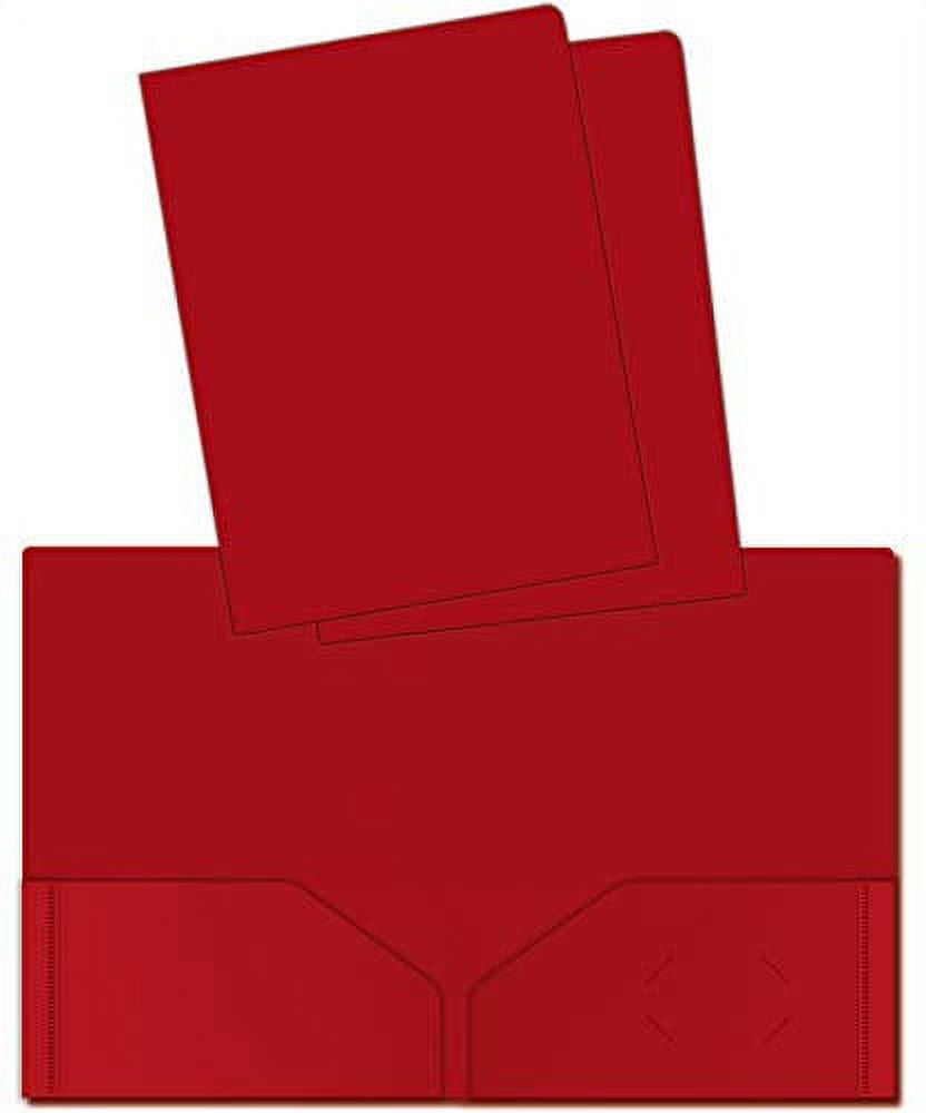 Heavyweight Plastic 2 Pocket Portfolio Folder, Letter Size Poly Folders by Better Office Products, 24 Pack (Green)