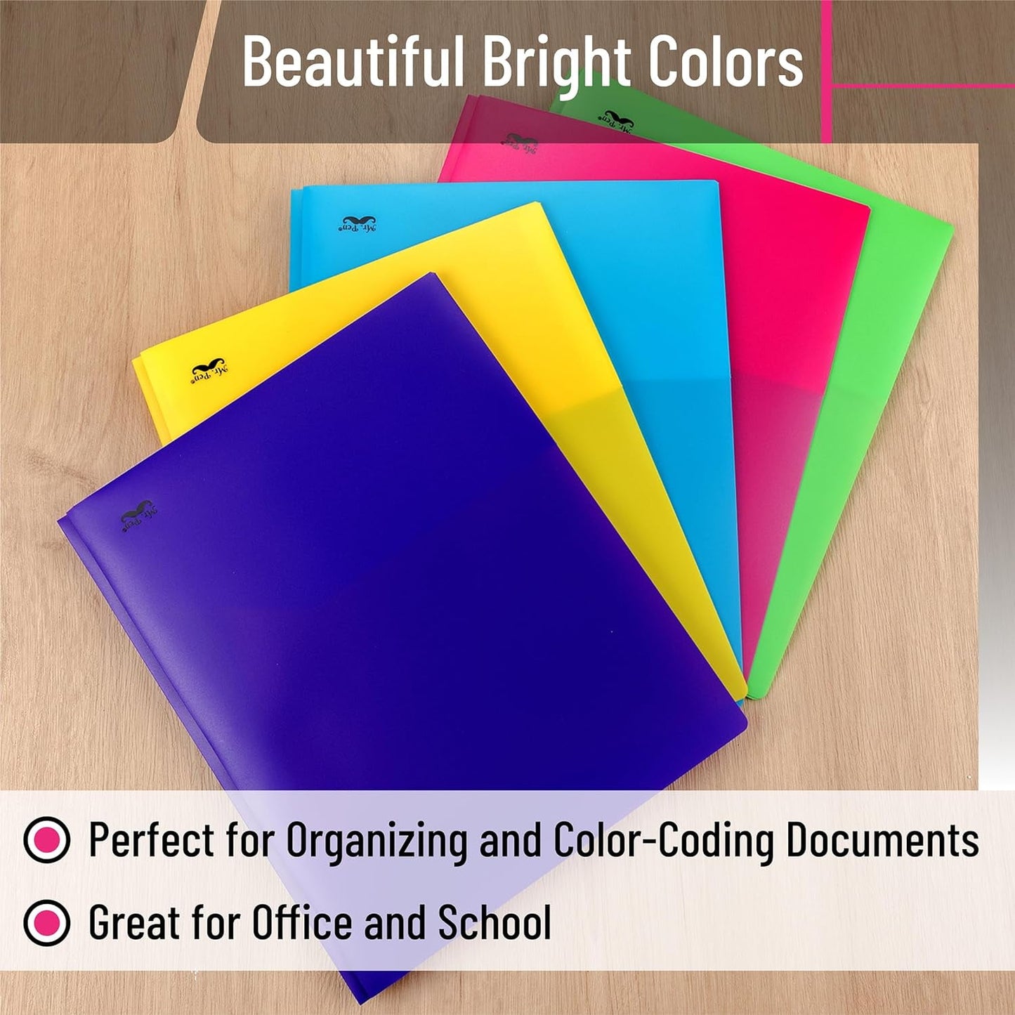 Mr. Pen- Plastic Folders with Pockets and Prongs, 15 Pack, Vibrant Colors, Pocket Folders, Folders with Prongs