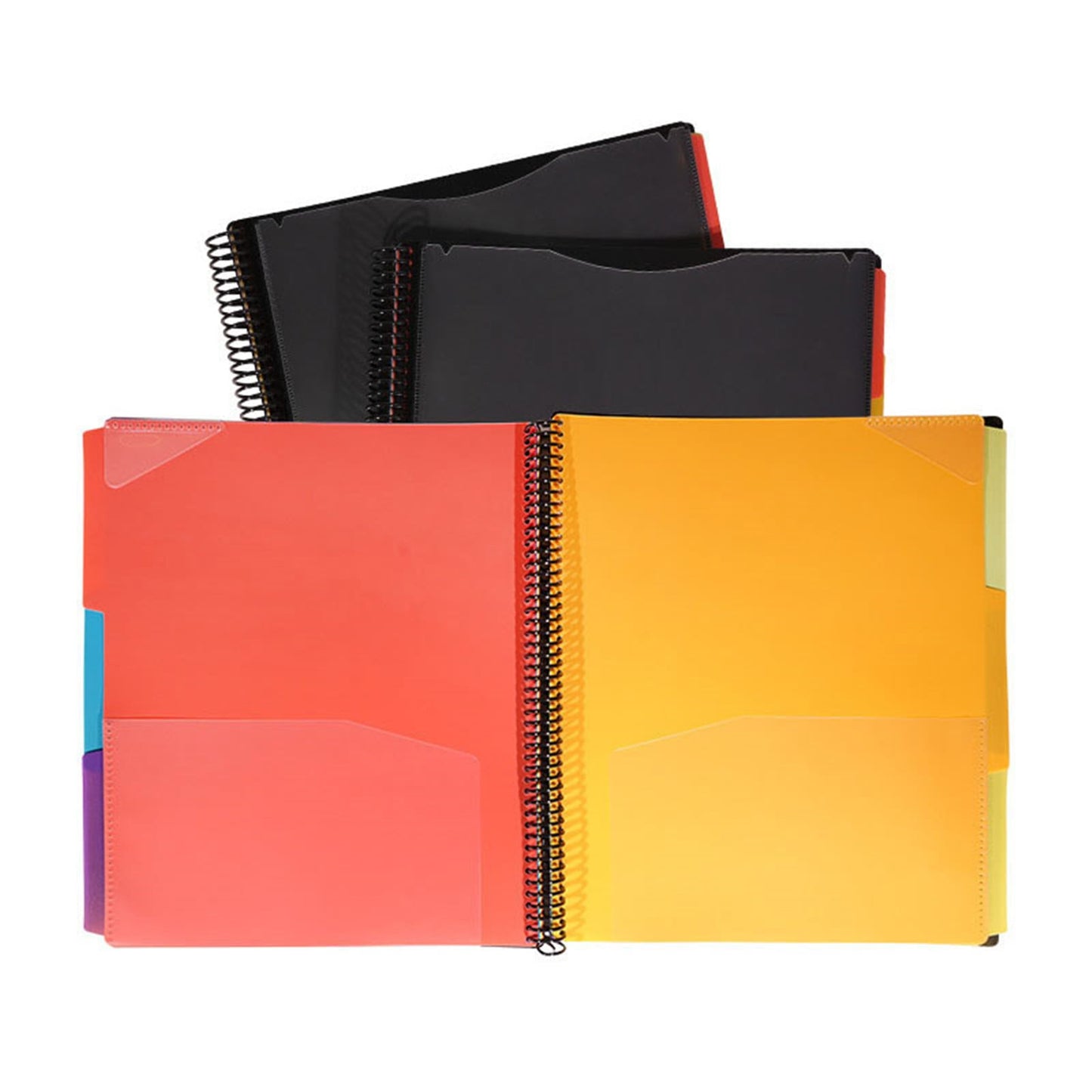 Kilougeis Clearance 3 Prong Poly Folder with Pockets Pocket Folder Classroom Must Haves Spiral Binder Black 6 Pages