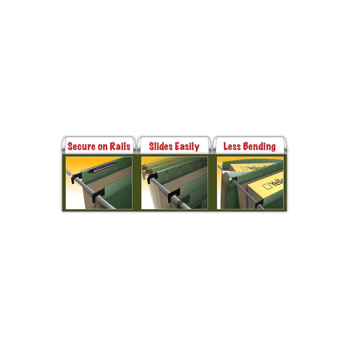 Pendaflex 09217 1/5-Cut Tabs SureHook Letter Size Hanging Pocket File - Standard Green (4/Pack)