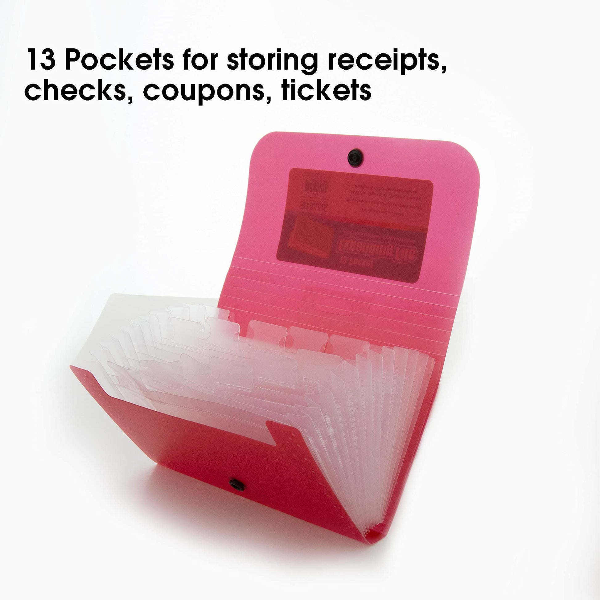 BAZIC Expanding File Plastic Folder 13 Pockets Coupon Size Envelopes, 6-Pack