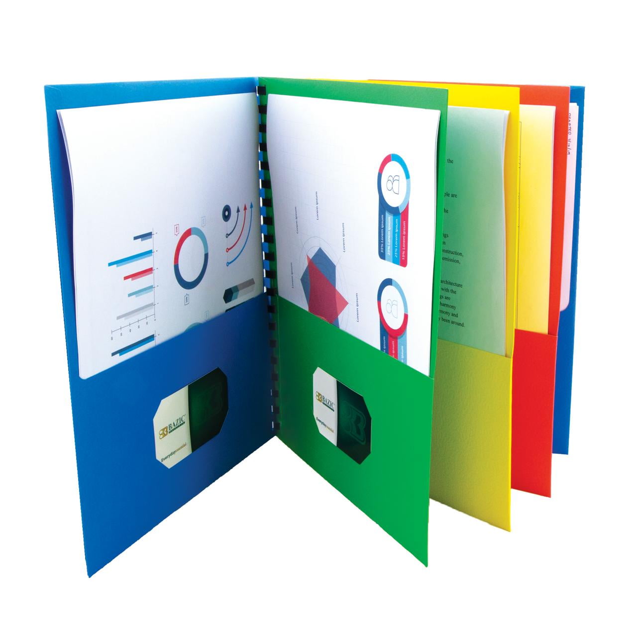 BAZIC 8 Pockets Folder Portfolios Letter Size Wire Binding Folders, 3-Pack