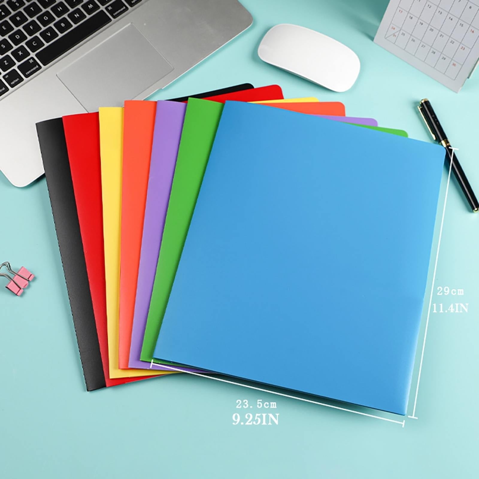 ZXNWN 2-Pocket Paper Folder, Plastic Folders, Black Plastic Poly Folders with Prongs for School Office, Letter Size