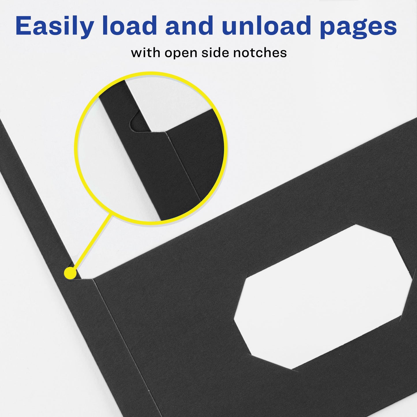 Two Pocket Folders with 3 Prong Fasteners, 25 Black Folders (47978)