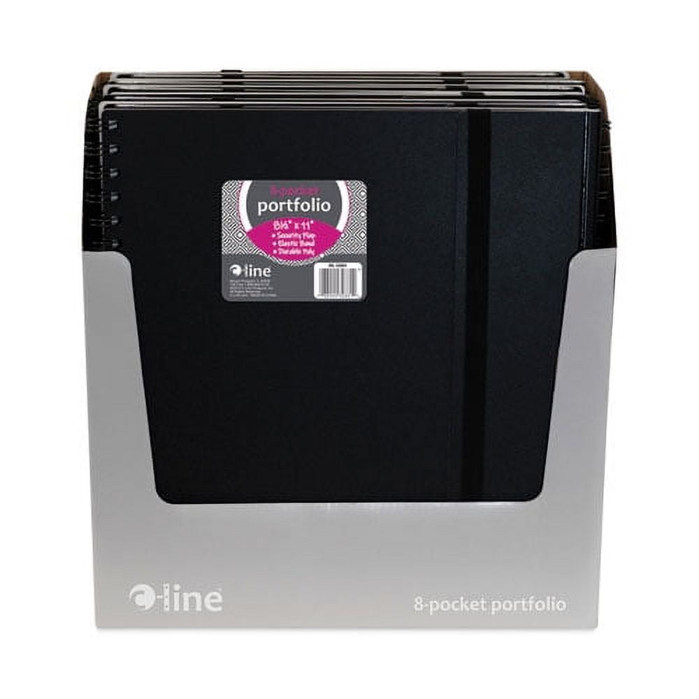 Eight-Pocket Portfolio With Security Flap, Polypropylene, 8.5 X 11, Black/white | Bundle of 2 Each