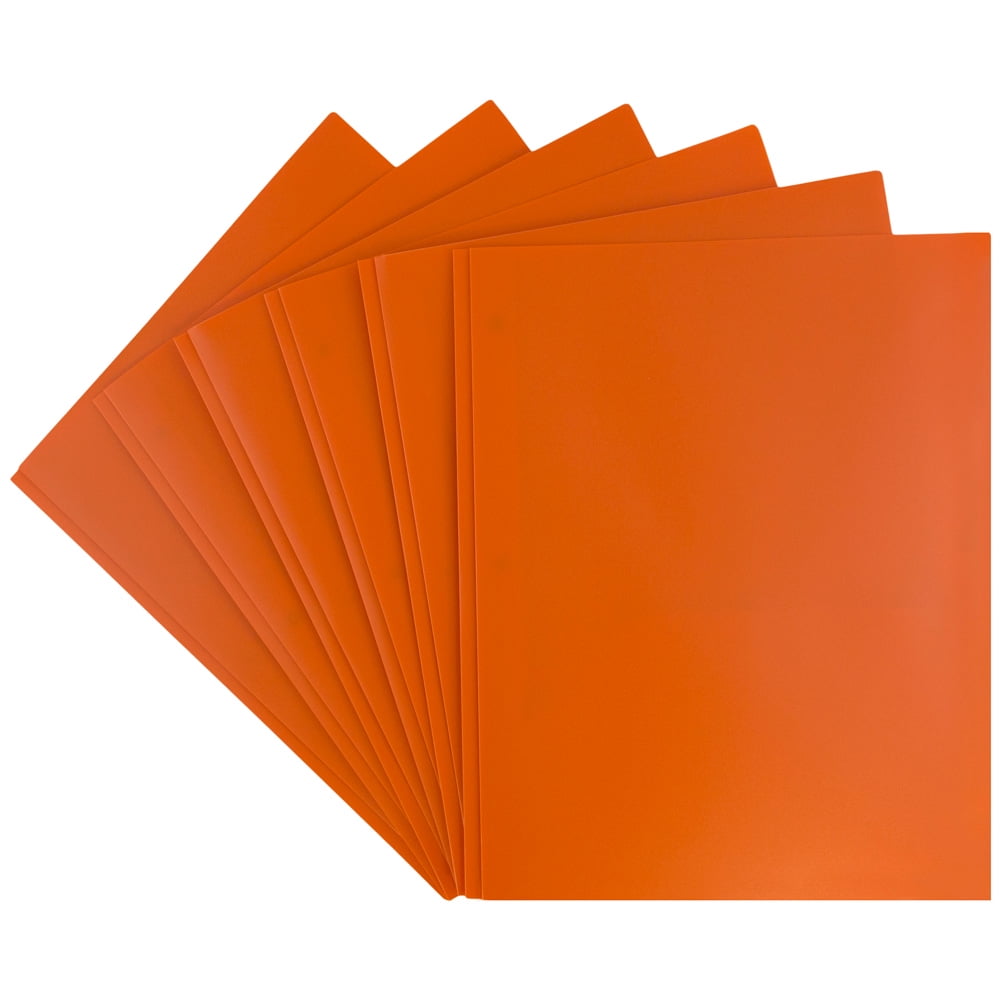 JAM Paper Medium Weight Plastic Presentation Folder with Clasps, Yellow, 6/Pack