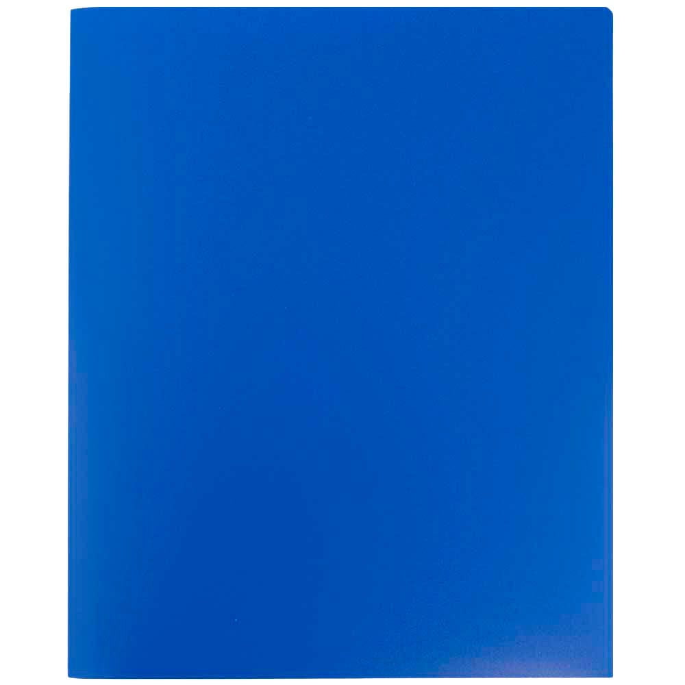 JAM Paper Heavy Duty Plastic 2 Pocket School Folders, Blue, 3/Pack