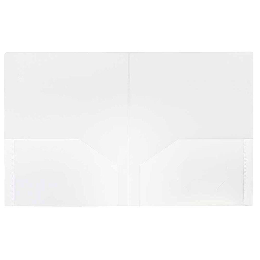 JAM Paper Heavy Duty Plastic 2 Pocket School Folders, Clear, 3/Pack