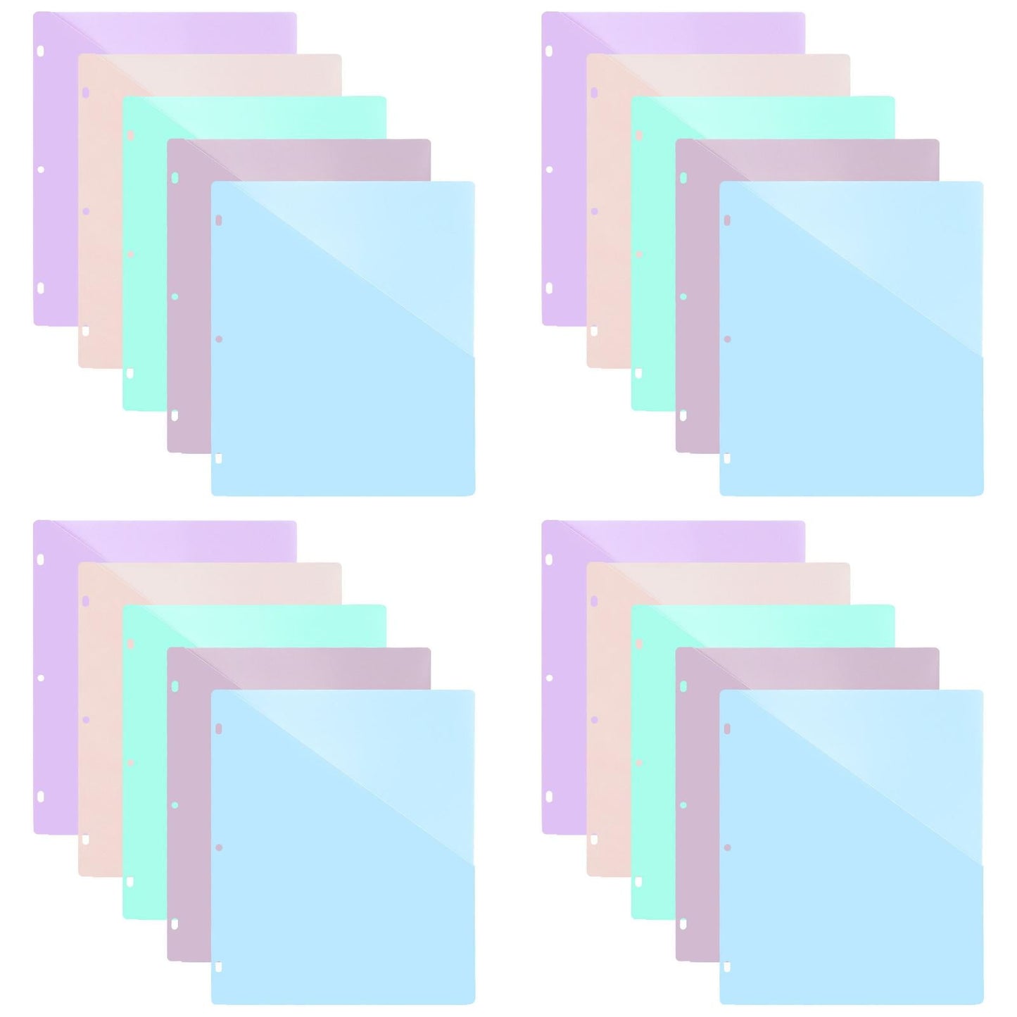 (5pc)Luluganb Binder Folders School Folders Plastic Folders with Pockets and Prongs Colored File Folders Pocket Folder Light Blue One Size