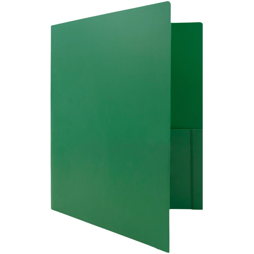 JAM Paper Heavy Duty Plastic 2 Pocket School Folders, Green, 3/Pack