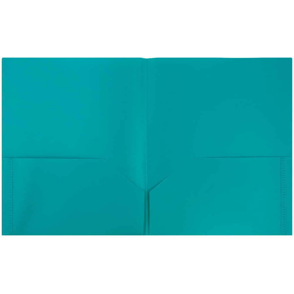 JAM Paper Plastic 2 Pocket School POP Folders, Teal Blue, 6/Pack