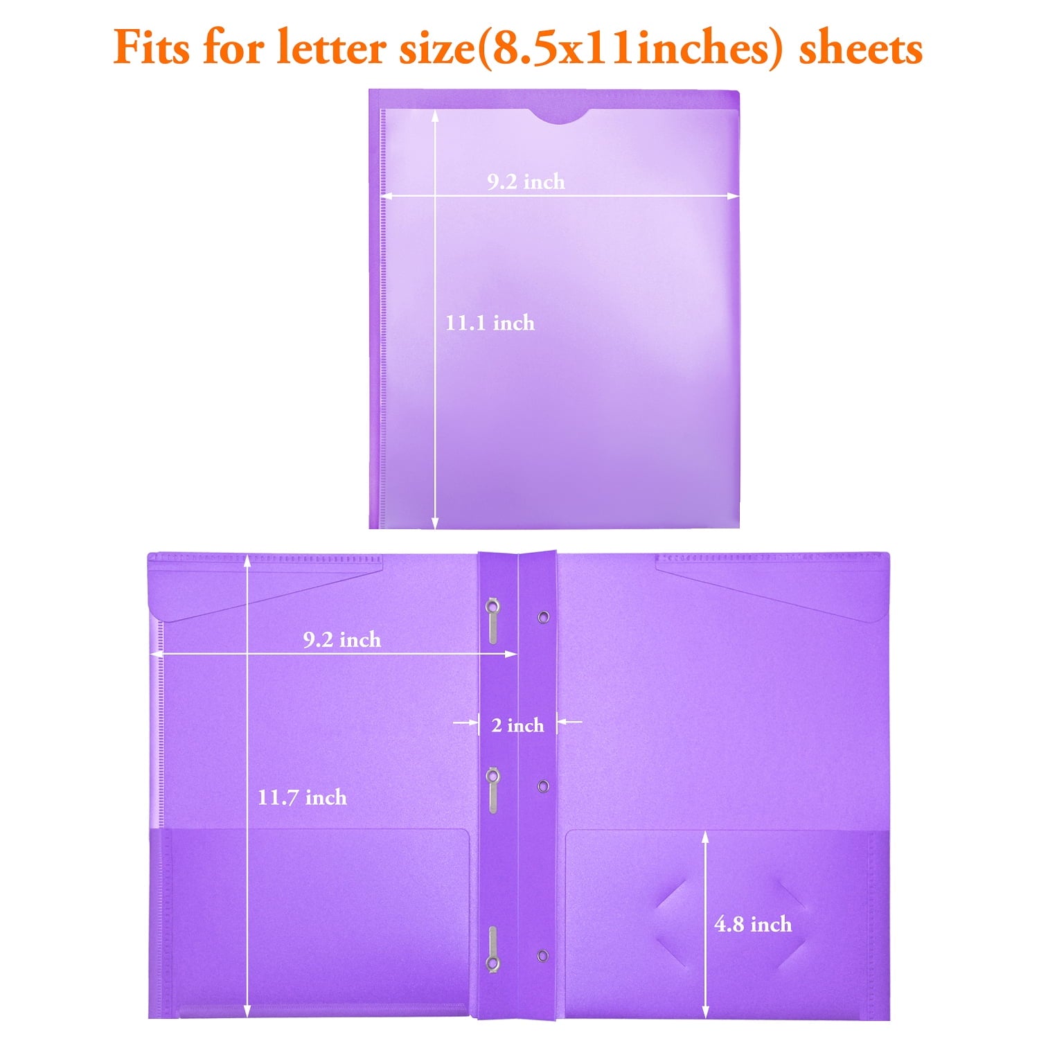RYWESNIY 3 Prong Pocket Folders with Clear Front Pocket ,Heavy Duty Plastic Folders ,Assorted Colors,8 Pack