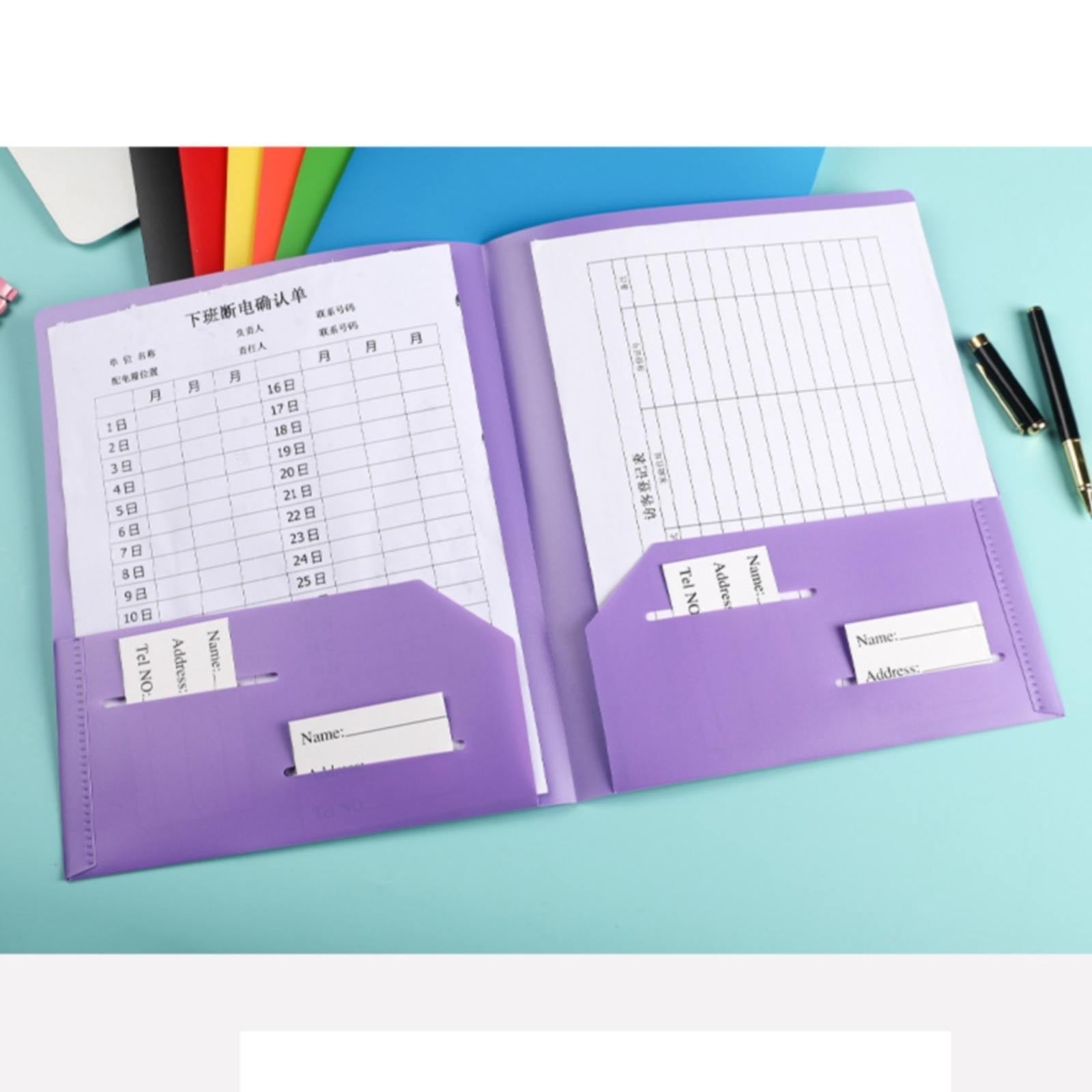 ZXNWN 2-Pocket Paper Folder, Plastic Folders, Black Plastic Poly Folders with Prongs for School Office, Letter Size