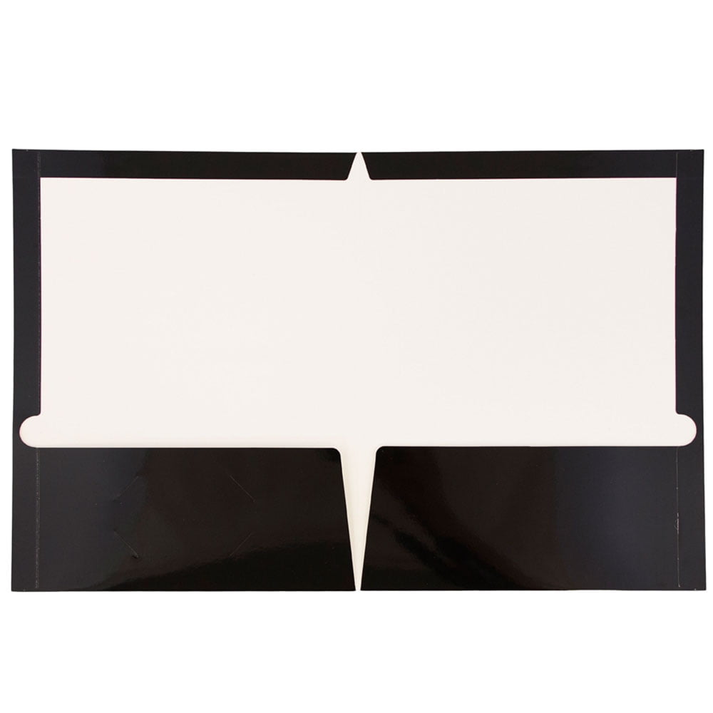 JAM Paper Glossy Two Pocket Folders, Black, 100/Pack