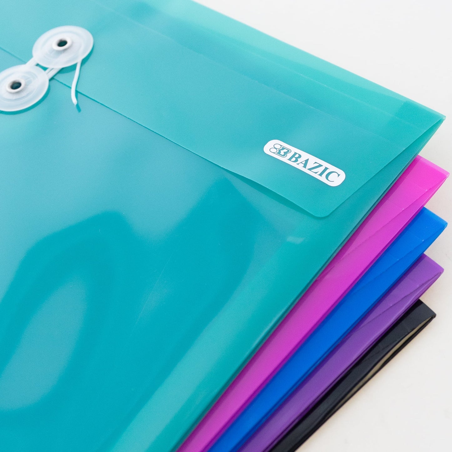 BAZIC Poly Envelope Binder Pocket Folder, 3 Hole Punched, Clear Letter A4 Size Document Folder (5/Pack), 1-Pack