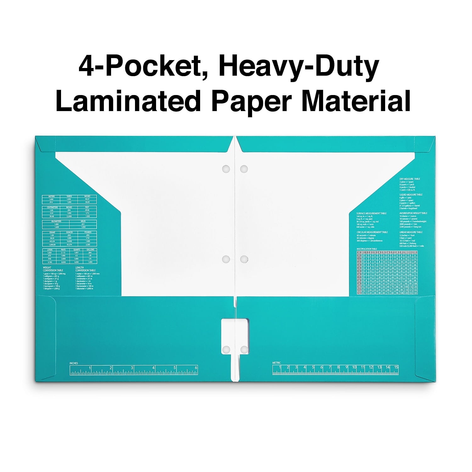 Staples 4-Pocket 3-Hole Punched Presentation Folder Teal 56215-CC