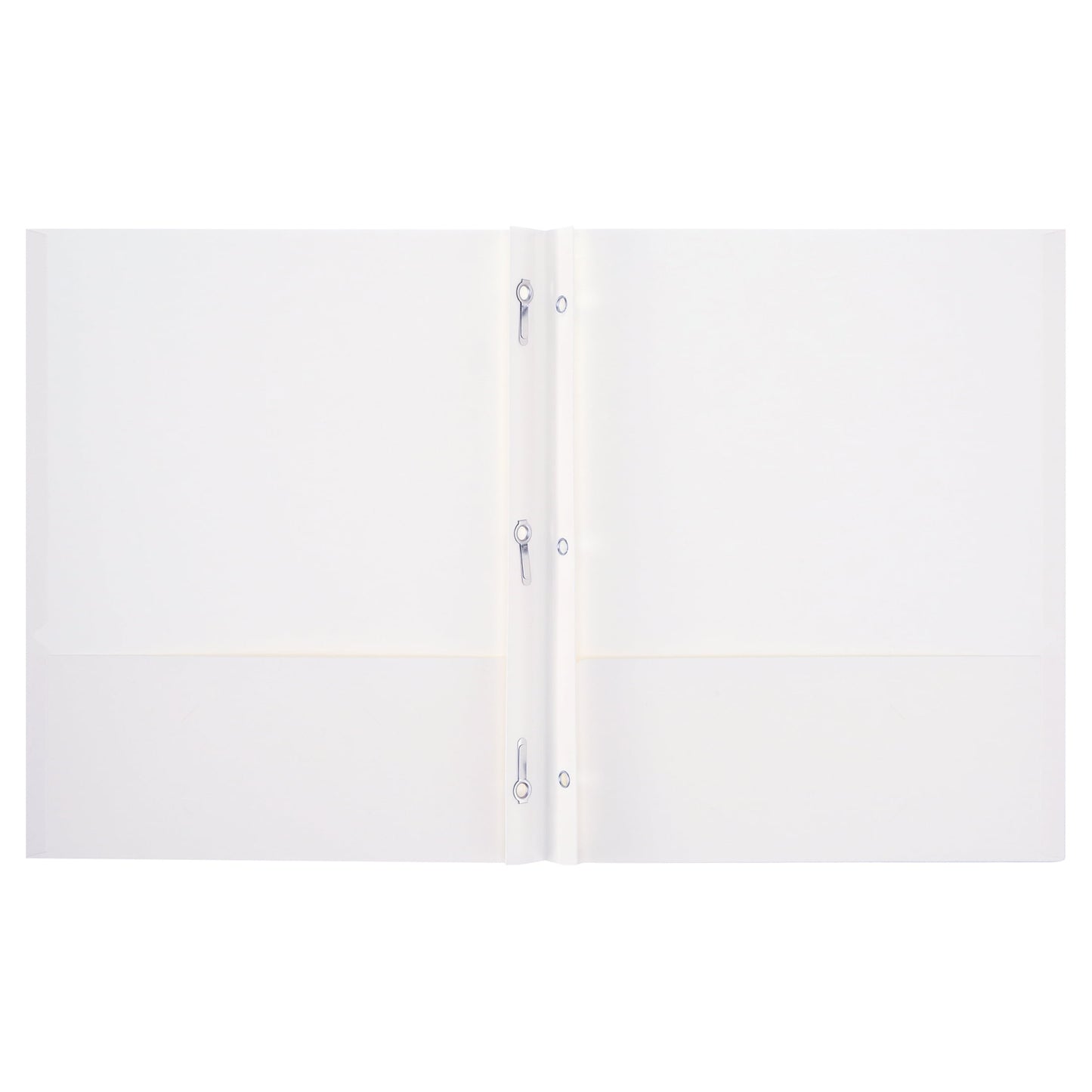 White Paper 2 Pocket Folders with Prongs, 50 Pack, by Better Office Products, Matte Texture, Letter Size Paper Folders, 50 Pack, with 3 Metal Prong Fastener Clips, White