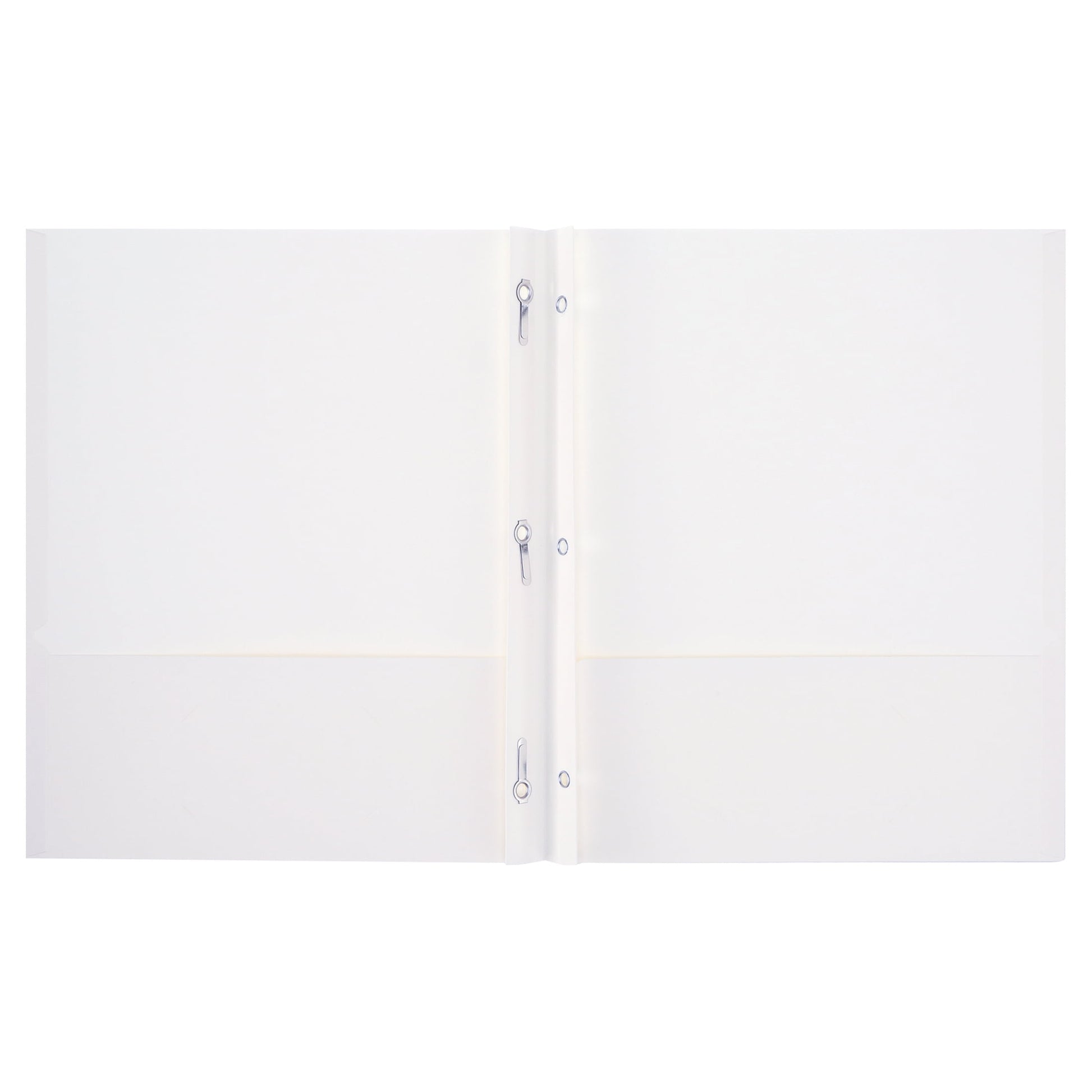 White Paper 2 Pocket Folders with Prongs, 50 Pack, by Better Office Products, Matte Texture, Letter Size Paper Folders, 50 Pack, with 3 Metal Prong Fastener Clips, White