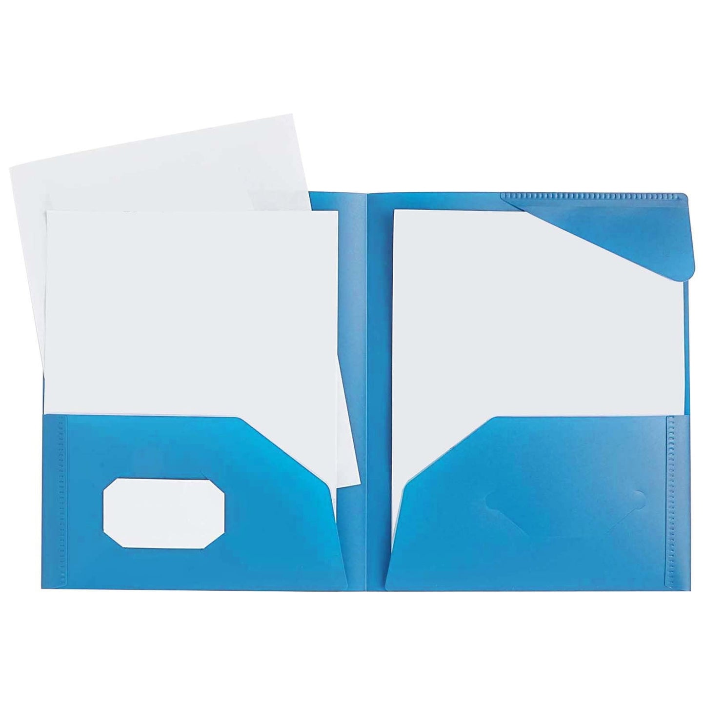 DJJGXAN Two Pocket Plastic Folders with Pockets (1 Pack), Durable Heavy Duty File Folders with Business Card Slot, 2-Pocket Folder for Office, Letter Size, Back to School (Blue)
