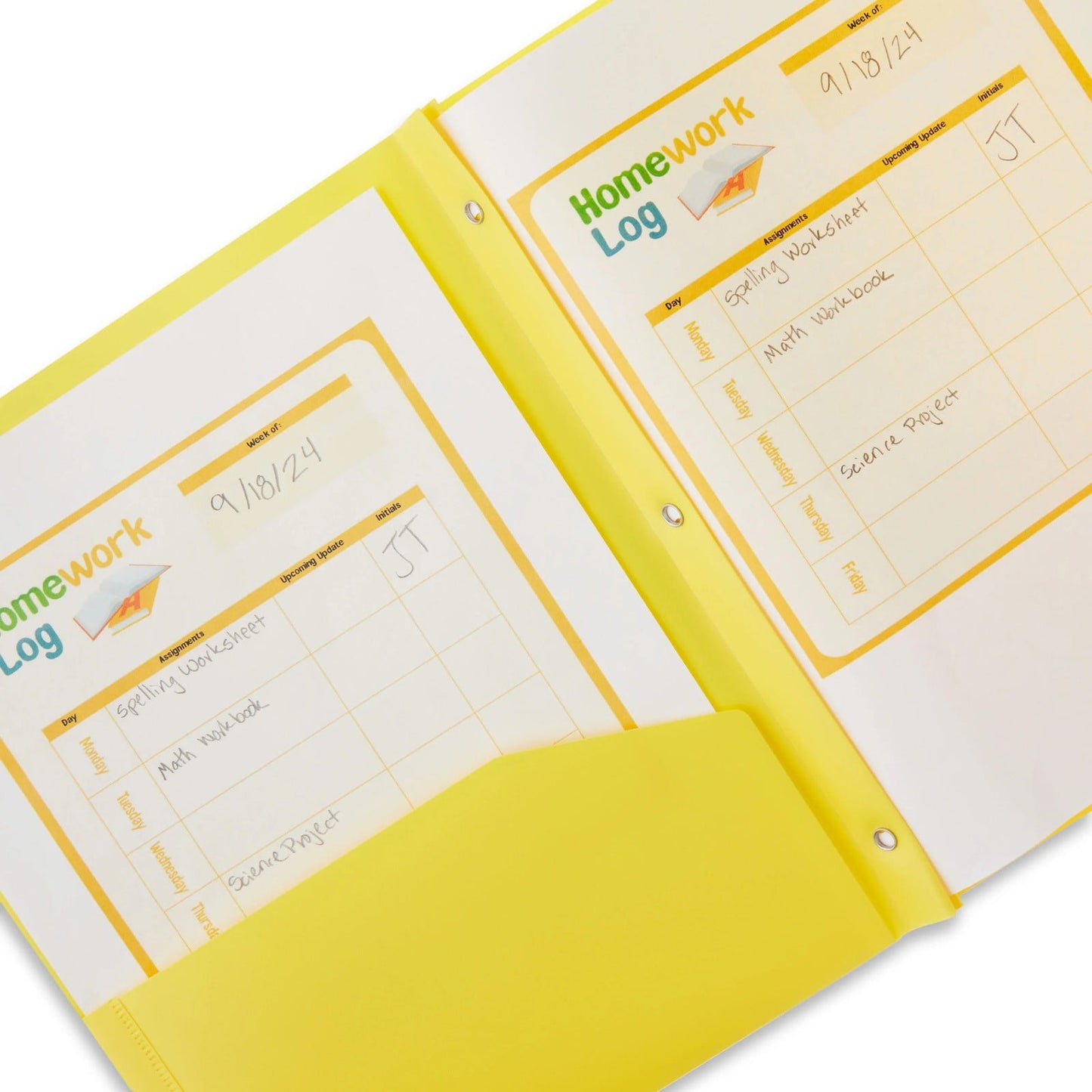 ZTTD 1Pc Pocket Folders with Brads, Poly Folder with Brads, Plastic Solid Colored Folder with Pocket and Prong, 3 Brad Plastic Pocket Folder for Letter Size Paper, Yellow