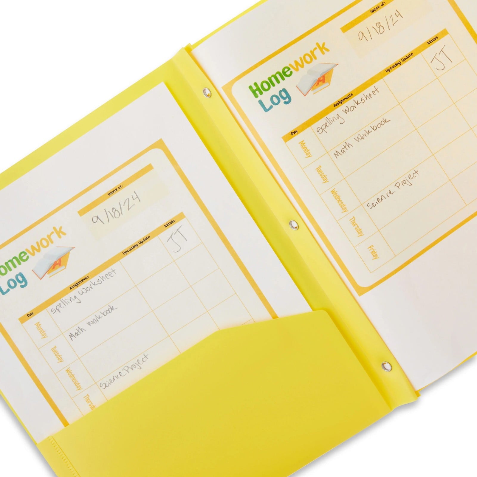 ZTTD 1Pc Pocket Folders with Brads, Poly Folder with Brads, Plastic Solid Colored Folder with Pocket and Prong, 3 Brad Plastic Pocket Folder for Letter Size Paper, Yellow