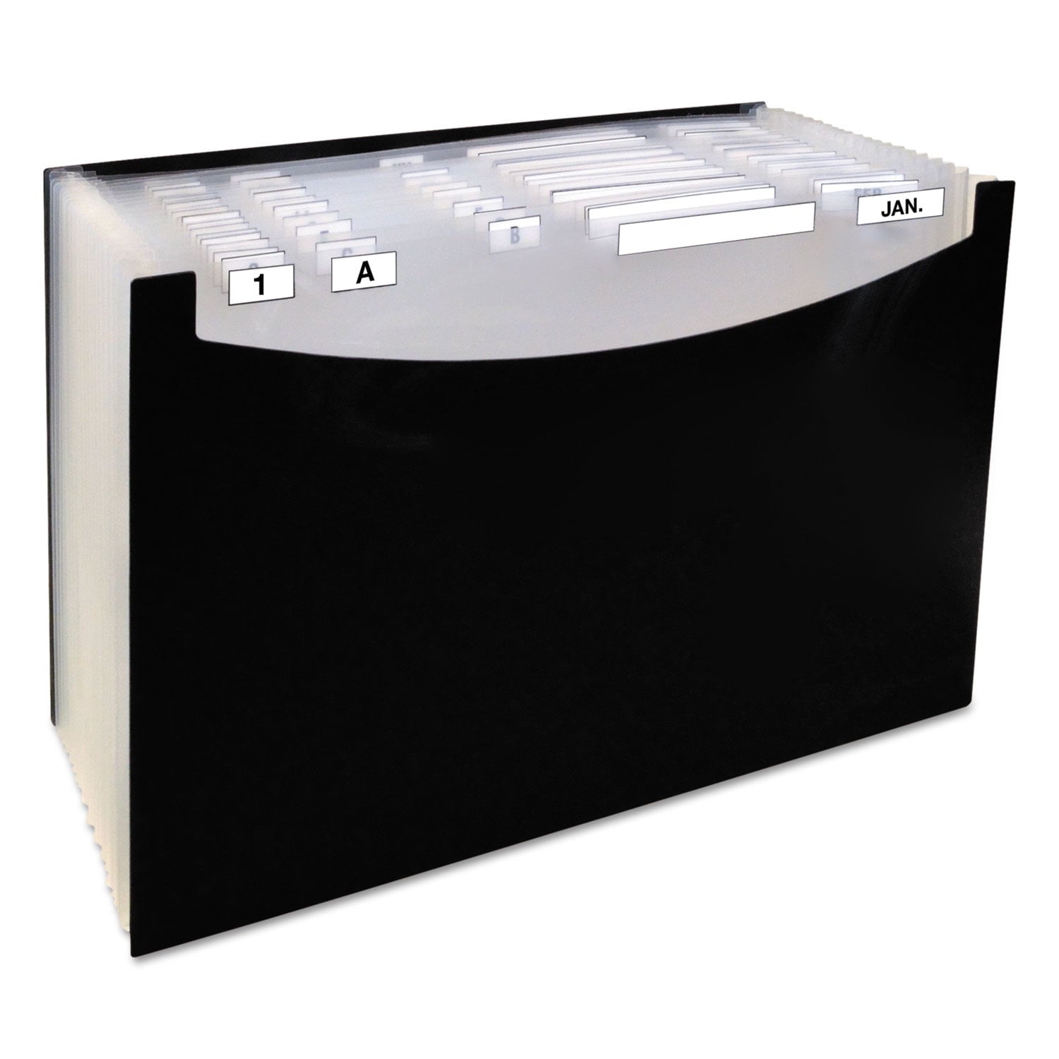 21-Pocket Stand-Up Design Expanding File, 12" Expansion, 21 Sections, 1/21-Cut Tab, Legal Size, Black
