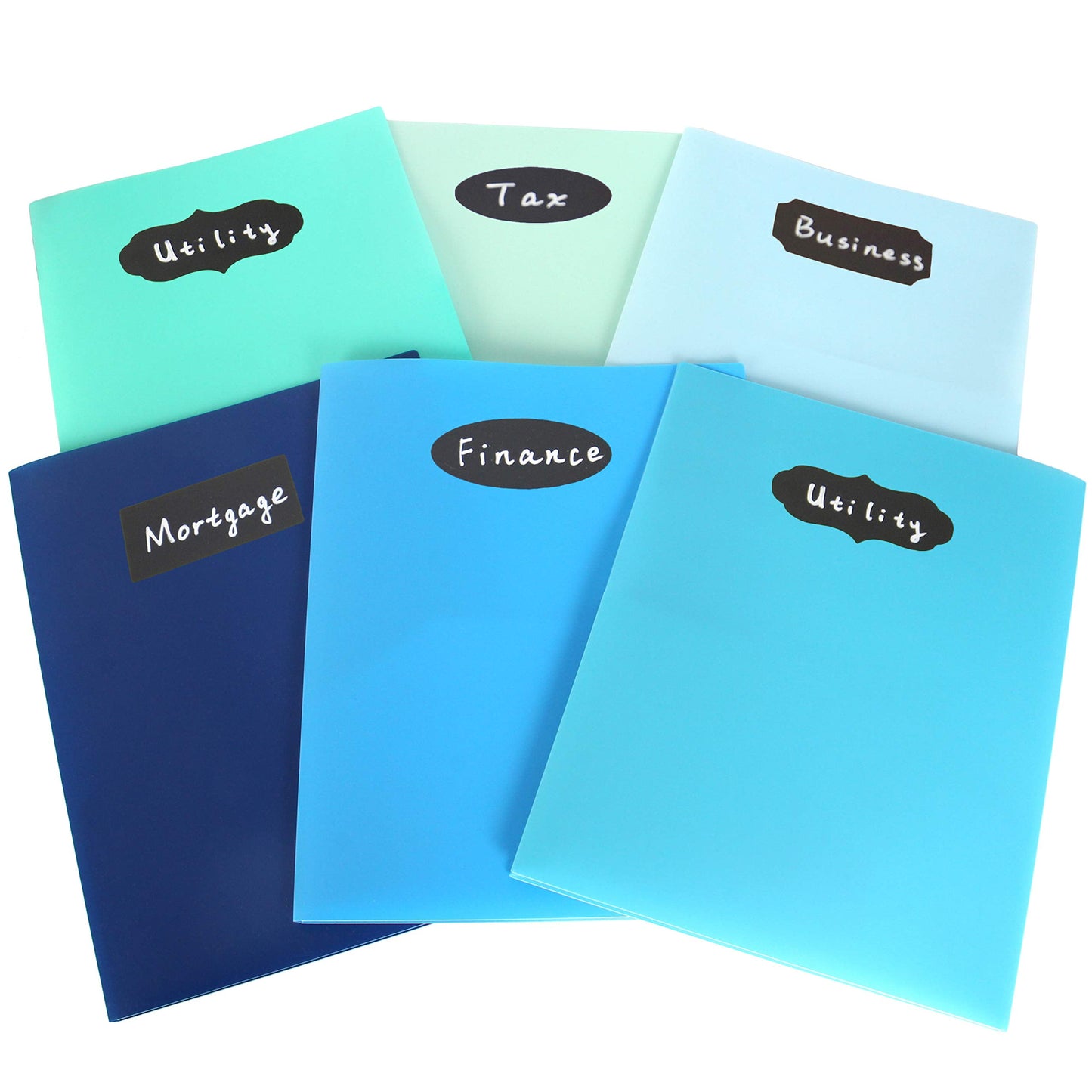 Youngever 12 Pack Heavy Duty Plastic Two Pocket Folders, Heavy Duty Plastic 2 Pocket Folder, Coastal Colors
