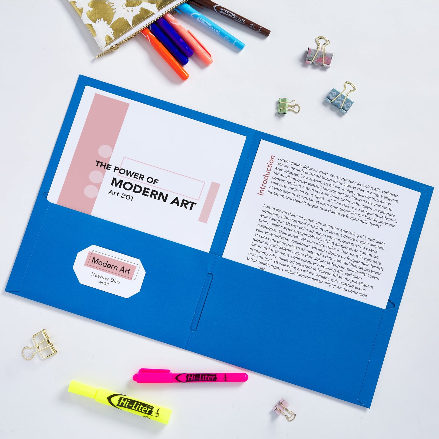 Two Pocket Folders, Holds up to 40 Sheets, 25 Blue Folders (47986)