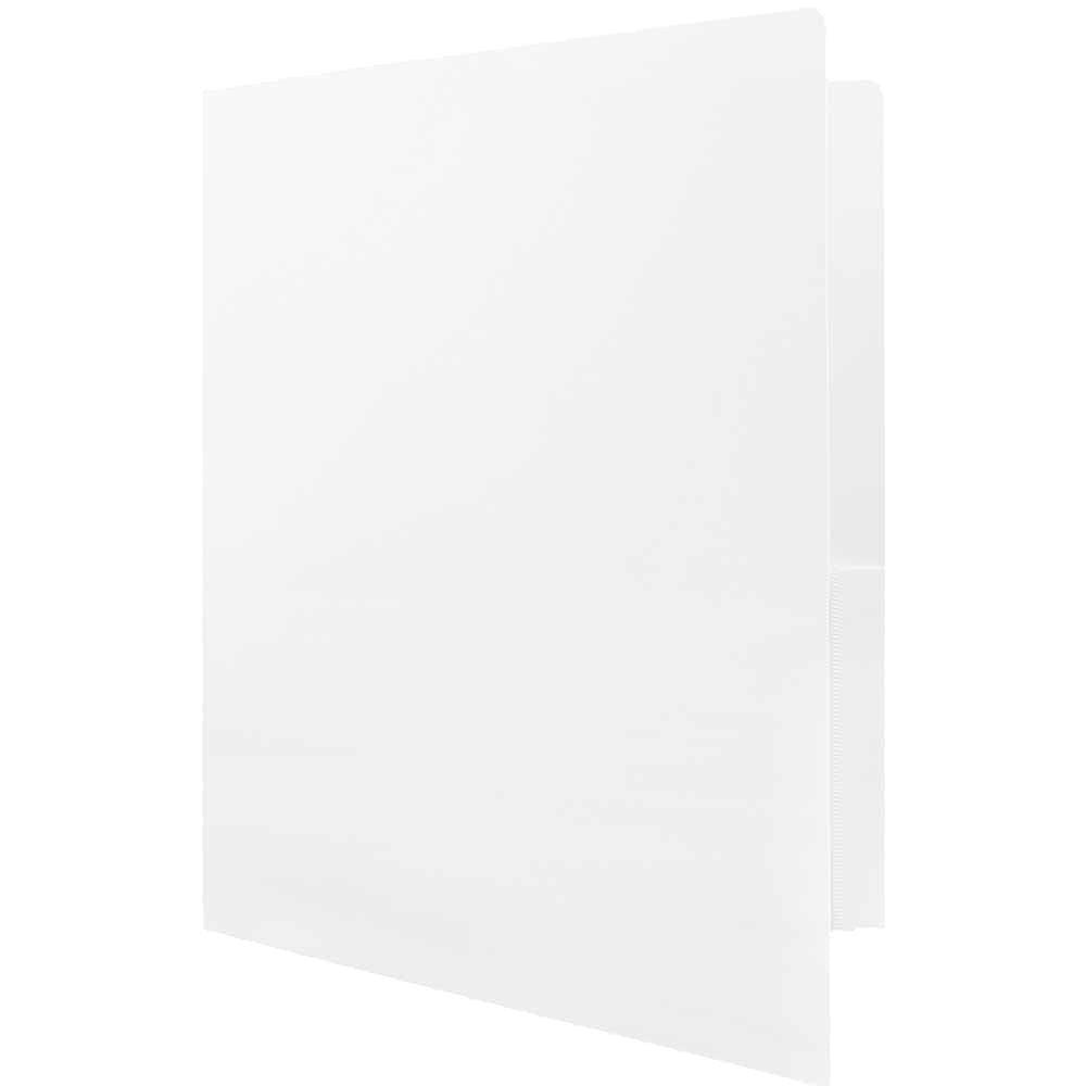 JAM Paper Heavy Duty Plastic 2 Pocket Extra Tough School Folders, White, Bulk 144/Box