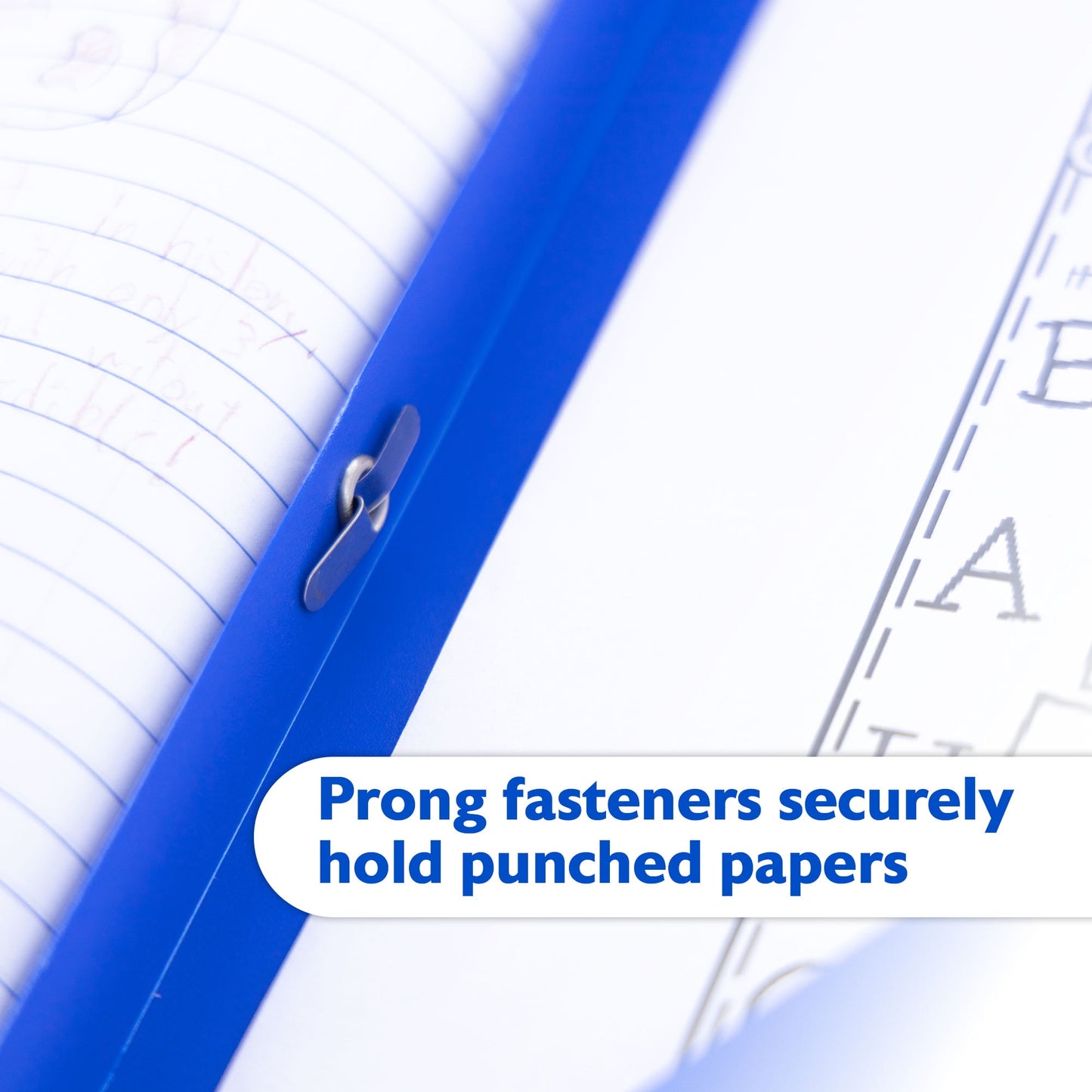 BAZIC 2 Pockets Poly Folder, 3 Prong Fastener Clip, Blue Color, 5-Pack