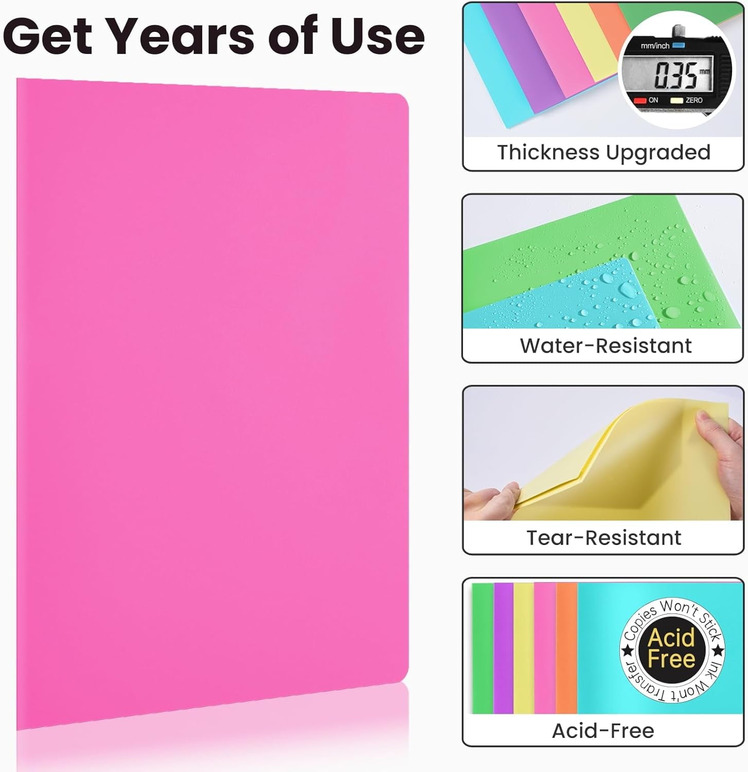 Folders with Pockets, Pastel Colors, Heavy Duty Pocket Folder, Plastic Folders with Pockets, 2-Pocket Folder Bulk, Aesthetic File Folder, Back to School Office Filing Supplies