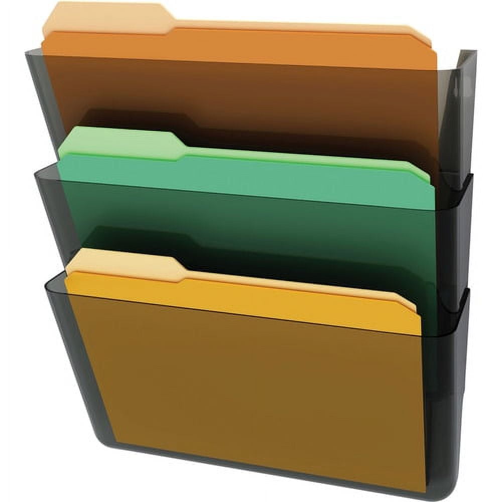Deflecto Stackable DocuPocket Set 3 Pocket(s) - 14" Height x 13" Width x 4" Depth - Smoke - 3 / Set