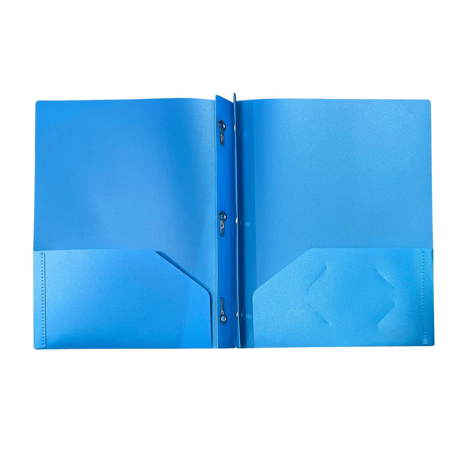 Pocket 3-Prong Folders Three-Hole Punch Prong Fasteners Durable Plastic Pocket Folder 3-Hole Binders with Brads and Pocket Letter Size Back to School Supplies