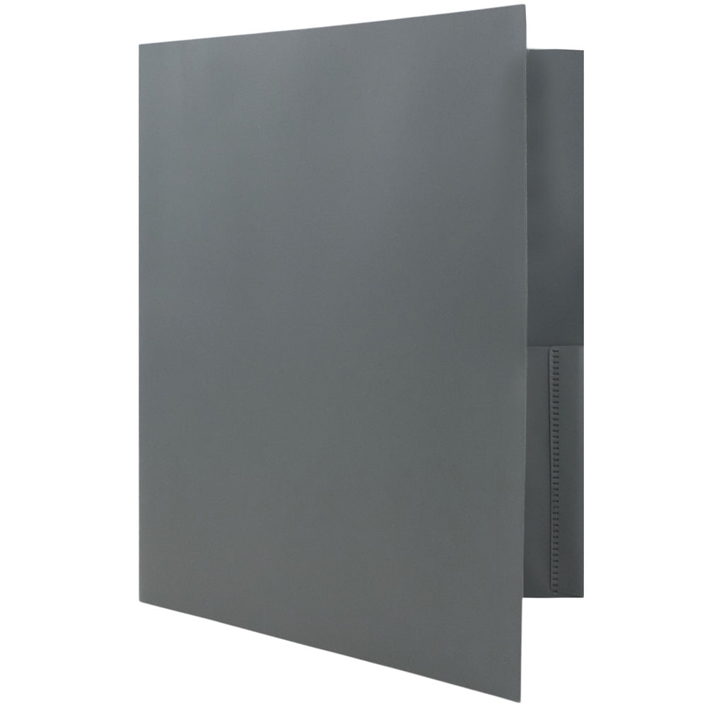 JAM Paper Plastic School POP Folders with Metal Fastener Clasps, Gray, 6 per Pack
