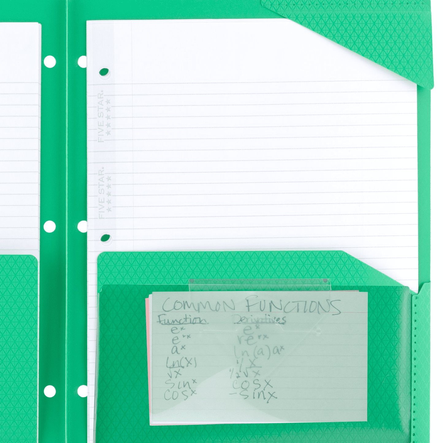 Five Star 2-Pocket Stay-Put Plastic Folder, Green (37451)