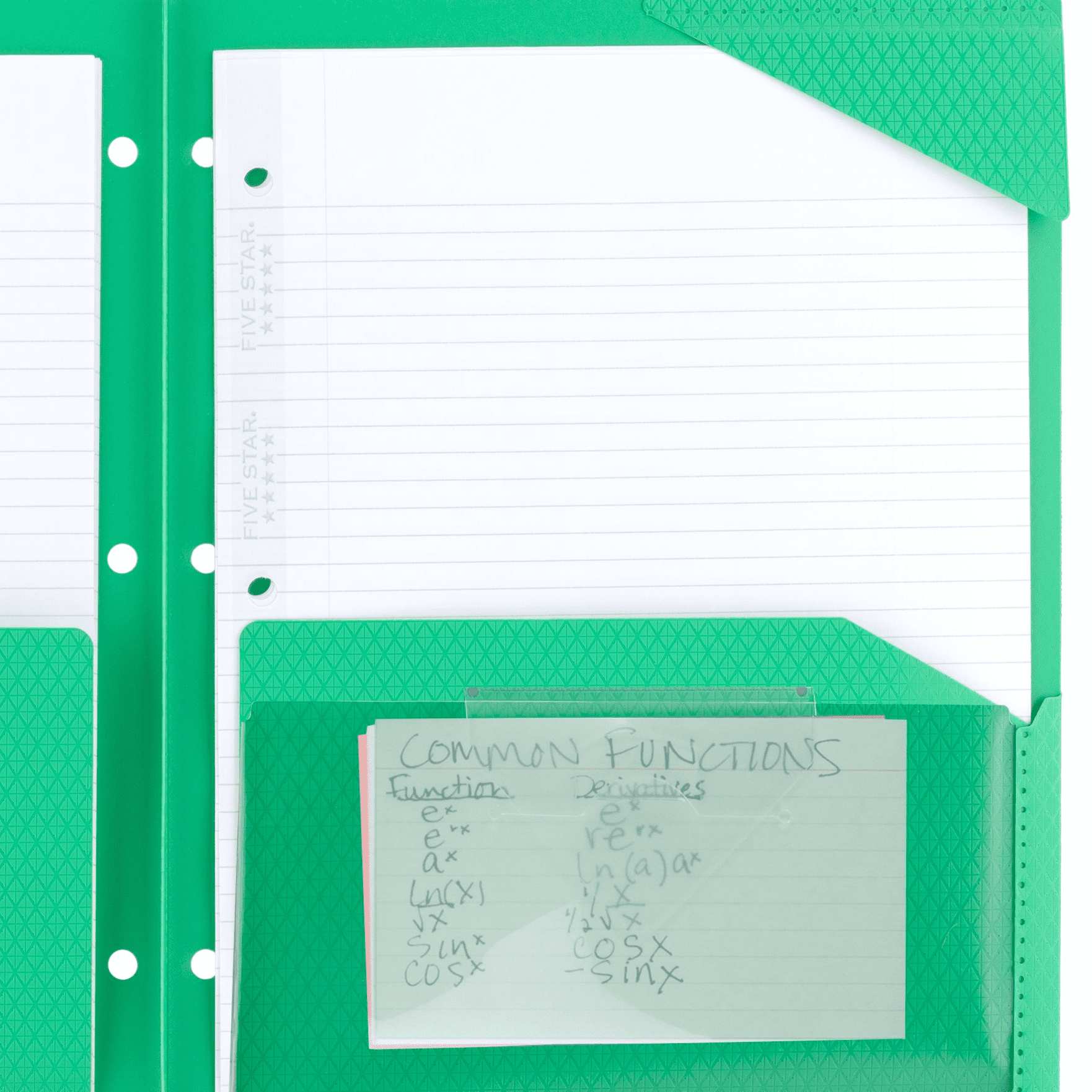Five Star 2-Pocket Stay-Put Plastic Folder, Green (37451)