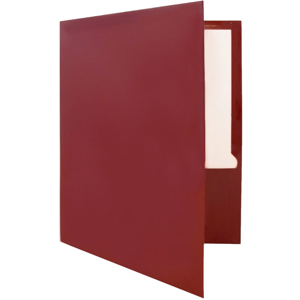 JAM Paper Two Pocket Glossy Presentation Folder, Maroon Red, Sold Individually