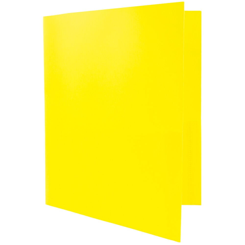 JAM Paper Plastic 2 Pocket School POP Folders with Metal Prongs Fastener Clasps, Yellow, 3/Pack
