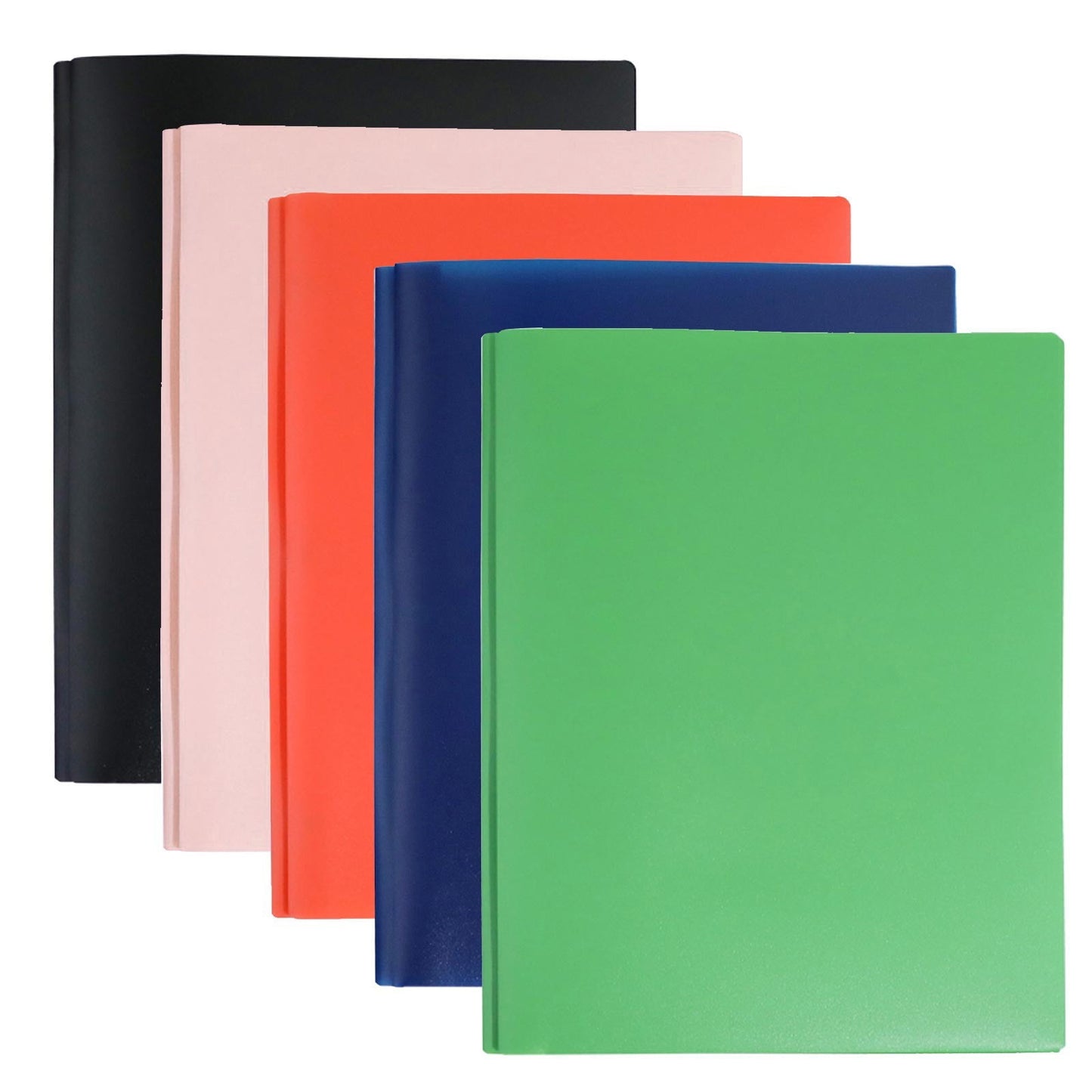 PPKVUFD Plastic Pocket Folders with Prongs, Colored Heavy Duty Pocket Folders with Business Card Slot, Pocket File Folders 3 Prong Folders Office Supplies, Letter Size A4, Pink