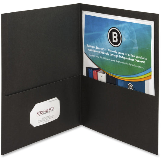 Business Source, BSN78490, Two-Pocket Folders, 25 / Box, Black